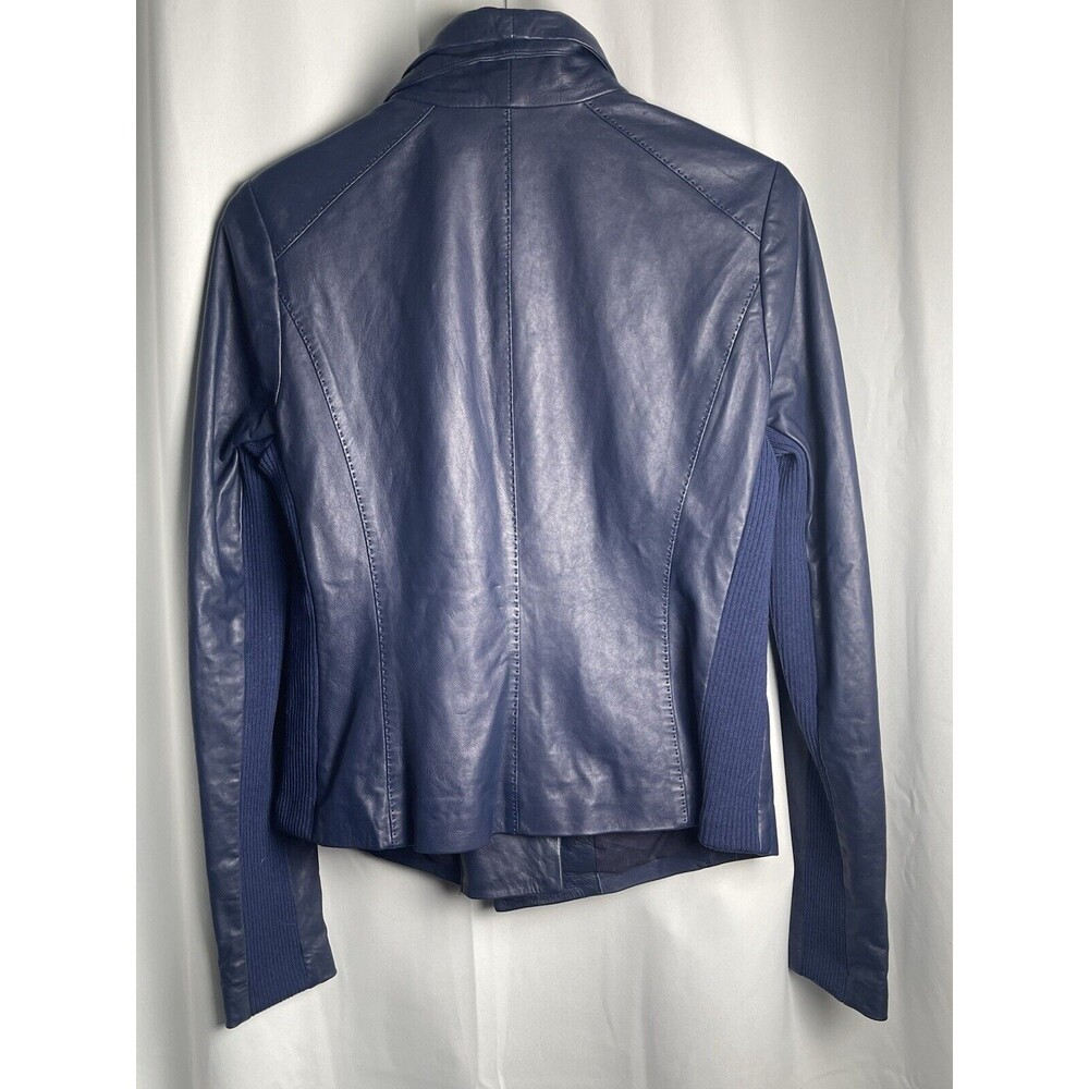 Vince Deep Blue Leather Jacket NWOT - Picture 5 of 11
